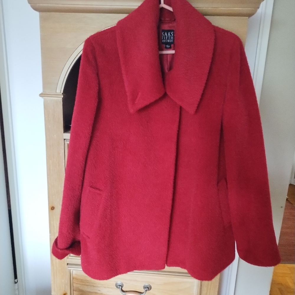 Saks Fifth Avenue Vibrant Red Teddy Jacket